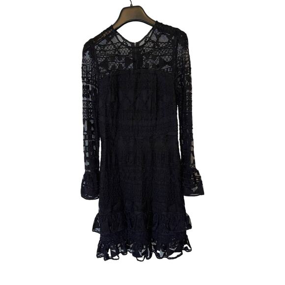 Parker Semi Sheer and Ruffled Black Mini Dress Size Small - Picture 1 of 11